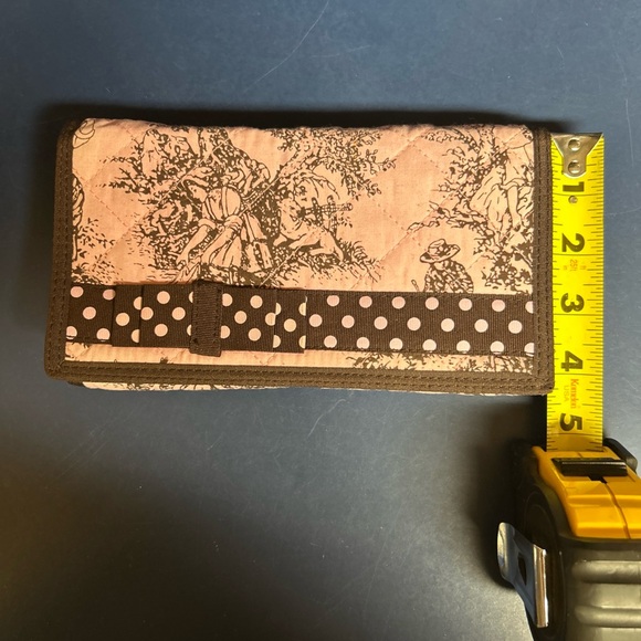 Chic Pink and Brown Polka Dot FarmWomen's Clutch Crossbody Wallet Vintage Purse - Picture 3 of 6